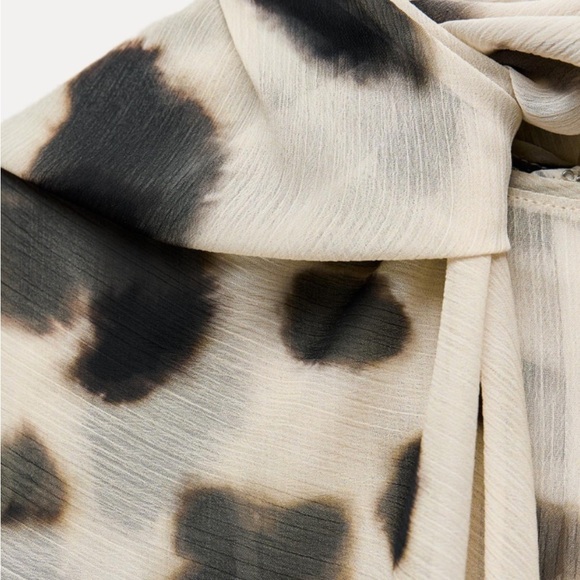 ZARA VOLUMINOUS ANIMAL PRINT DRESS BLACK/IVORY 
 #zara limited #chic dress - Picture 8 of 8